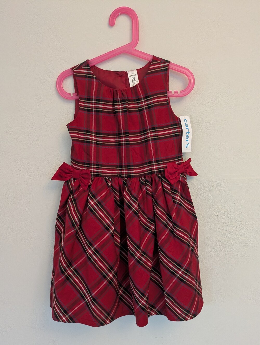 Carter's Red Plaid Dress with Navy and Black Accents